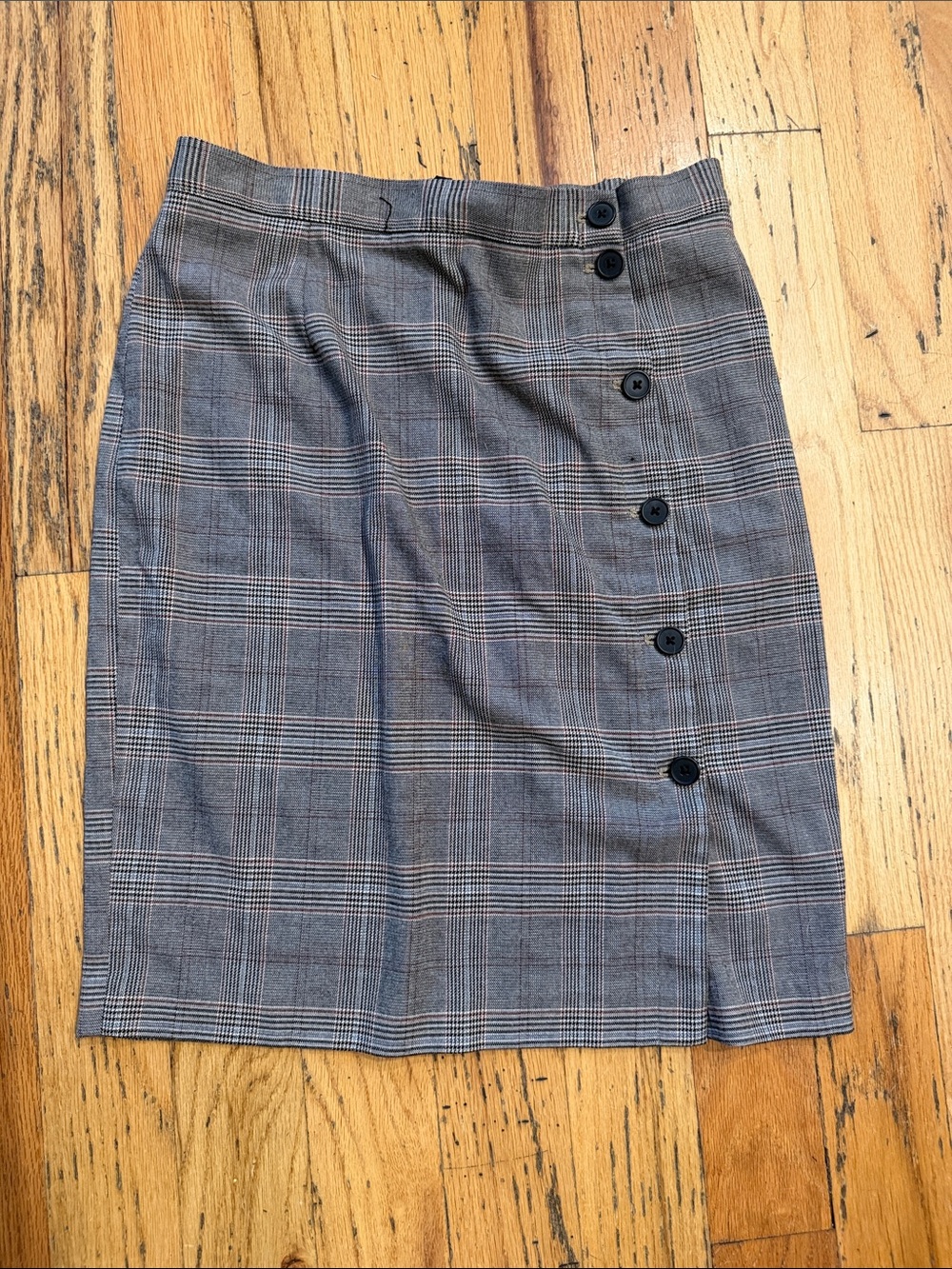 H&M Plaid Button-Front Pencil Skirt